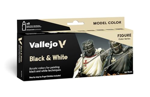 Vallejo-Modell, Farbe: schwarz und weiß, Set – farbig sortiert (8 Stück), 17 ml (8er Pack) von Vallejo