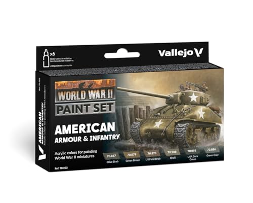 Vallejo Farb-Set, US-Amerikanische Panzerung und Infanterie, WWII, 17 ml (6er Pack), bunt Vallejo Farb-Set, US-Amerikanische Panzerung und Infanterie, WWII, 17 ml (6er Pack), bunt von Vallejo
