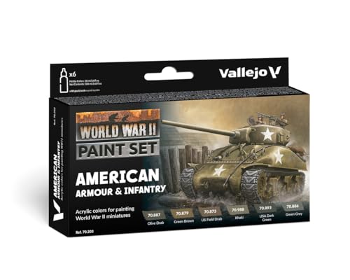 Vallejo Farb-Set, US-Amerikanische Panzerung und Infanterie, WWII, 17 ml (6er Pack) von Vallejo