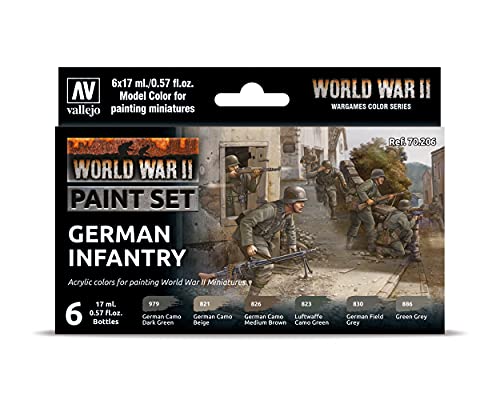 Vallejo 070206 Farb-Set, Deutsche Infanterie, WWII Modellbausatz, 17 ml (6er Pack), bunt von Vallejo