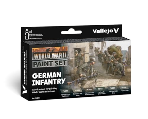 Vallejo 070206 Farb-Set, Deutsche Infanterie, WWII Modellbausatz, 17 ml (6er Pack), bunt von Vallejo