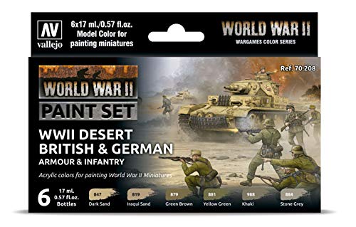 Vallejo 070208 Farb-Set, Deutsche & Britische Infanterie, Wüstenfarben WWII Modellbausatz von Vallejo