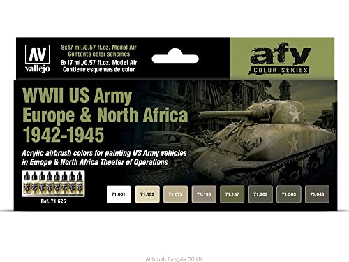Acrylicos Vallejo 071625 Farb-Set, WWII US Army Europa & Nordafrika, 1942-1945 Modellbau von Vallejo