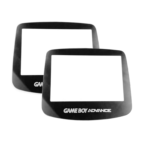2 Stück Schwarzer Glasspiegel für GBA Schutzabdeckung Weißes Logo Ersatz, für Gameboy Advance Handheld Spielkonsole, Kratzfeste Display-Oberschutzoberfläche mit Rückenband von Valley Of The Sun