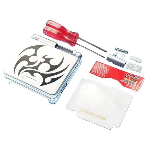 Custom GBASP Ersatzgehäuse für Gameboy Advance GBA SP Handkonsole, Gehäuse mit Ninja-Tattoo-Muster, mit weißem Bildschirmspiegel, Schraubendreher-Set von Valley Of The Sun