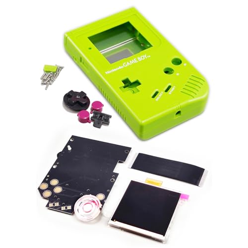 DIY GB IPS Display & Lautsprecher Mod Kit + extra Gehäuse Ersatz für Gameboy Classic Fat Game Console, Custom Dot by Dot High Refresh Rate LCD Screen Module + Apple-Green Shells von Valley Of The Sun