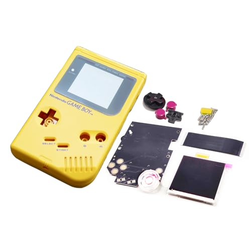 GB IPS Display Brighten Screen Mod Kit w/Speaker Replacement, for Gameboy Classic Fat Original Console, Dot-by-Dot LCD Backlight Module + Yellow Special Housing Shell Case Complete Set von Valley Of The Sun