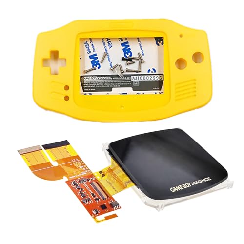 GBA IPS Display Brighten Screen Mod Kit mit gelbem Spezialgehäuse, für Gameboy Advance Handheld Spielkonsole, DIY Custom V3 LCD 100% Passform Full Cover LCD / Glas Protector Assembly von Valley Of The Sun