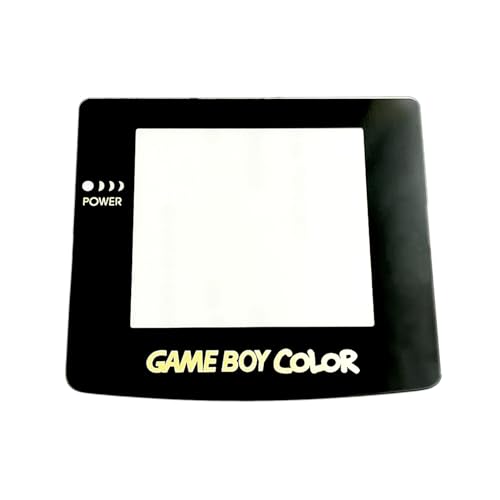 GBC Extra Glas-Spiegel-Displayschutzabdeckung, Schwarz + Gold-Logo-Ersatz, für Gameboy-Spielekonsole, benutzerdefinierte kratzfeste Display-Schutzoberfläche mit Klebeband von Valley Of The Sun