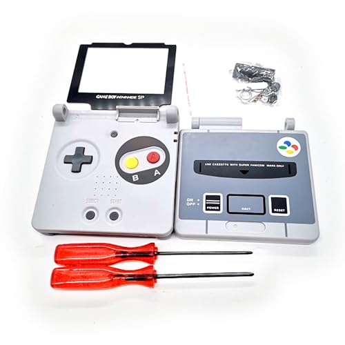 Neues GBASP Extra Shell Gehäuse Case Full Set Classic SFC Retro Grau Ersatz für Gameboy Advance GBA SP Konsole, Außengehäuse + Schutzhülle Bildschirmabdeckung, Schrauben, Tasten, Aufkleber, Werkzeuge Neues GBASP Extra Shell Gehäuse Case Full Set Classic SFC Retro Grau Ersatz für Gameboy Advance GBA SP Konsole, Außengehäuse + Schutzhülle Bildschirmabdeckung, Schrauben, Tasten, Aufkleber, Werkzeuge von Valley Of The Sun
