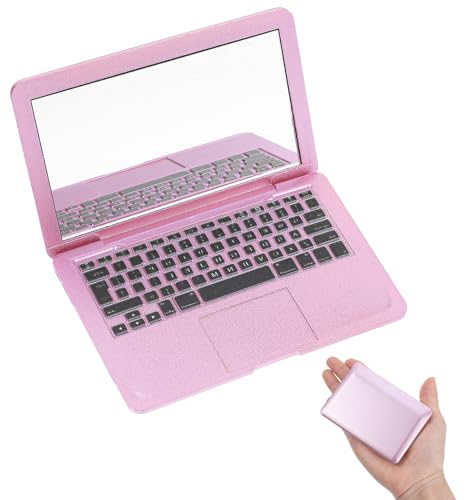 Mini Spiegel Laptop, Taschenspiegel Klappbar, Tragbarer Schminkspiegel, Makeup Spiegel für Unterwegs, Puppenhaus Dekoration, Katzenspielzeug, Kompakt und Leicht(Rose) von ValueBargain