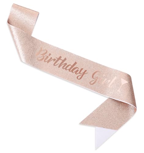 Schärpe Geburtstag, Geburtstag Schärpe Roségold Geburtstagsschärpe Damen, Glänzende Geburtstag Schärpe für Mädchen, Geburtstagszubehör, Perfekt für Party Deko Schärpe Geburtstag, Geburtstag Schärpe Roségold Geburtstagsschärpe Damen, Glänzende Geburtstag Schärpe für Mädchen, Geburtstagszubehör, Perfekt für Party Deko von ValueBargain