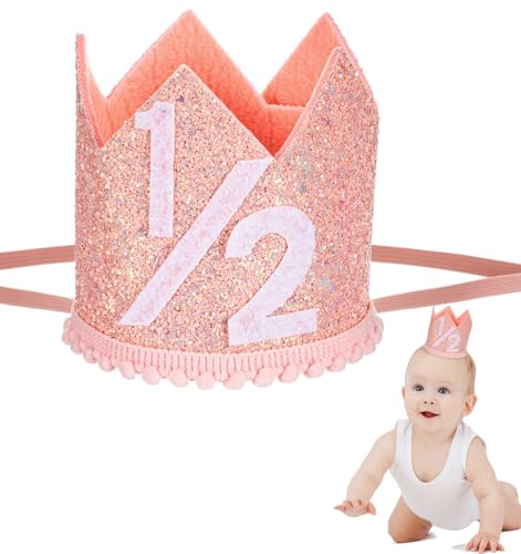 ValueBargain Geburtstagskrone Kinder 1/2, Geburtstagskrone Mädchen Hellrosa kleine Prinzessinnenkrone, Süßer Hut für halben Geburtstag, Foto-Requisiten Dekoration ValueBargain Geburtstagskrone Kinder 1/2, Geburtstagskrone Mädchen Hellrosa kleine Prinzessinnenkrone, Süßer Hut für halben Geburtstag, Foto-Requisiten Dekoration von ValueBargain