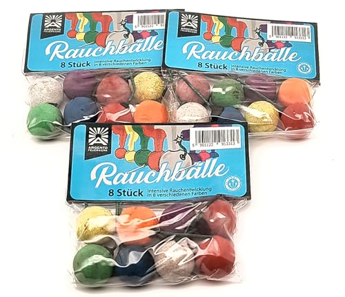 vama Funke Rauchbälle Smoke Balls Mixed im 8er Beutel, tolle Farben für die Größe, Outdoor draußen (3 Beutel) von vama