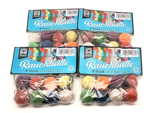 vama Funke Rauchbälle Smoke Balls Mixed im 8er Beutel, tolle Farben für die Größe, Outdoor draußen (4 Beutel) von vama