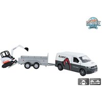 Die Cast Modellauto VW Transporter mit Minibagger weiß/grau 27cm Pull Back von Van Manen's