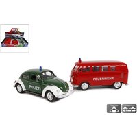 Modell VW Käfer/Bus Polizei/Feuerwehr 1:38 rot/grün/weiß von Van Manen's
