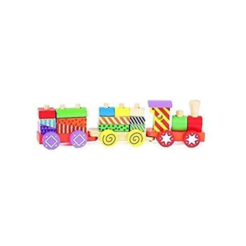 Van Manen 2Play Wood Holzzug mit Wagons, Holzspielzeug, Holzeisenbahn mit bunten Bauklötzen, Spielzeug für Kinder, 610063, Mehrfarbig von Van Manen