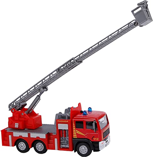 Kids Globe Traffic Feuerwehrauto mit Drehleiter, Spielzeug, Kinderspielzeug mit Licht und Sound, 510126, rot von Kids Globe