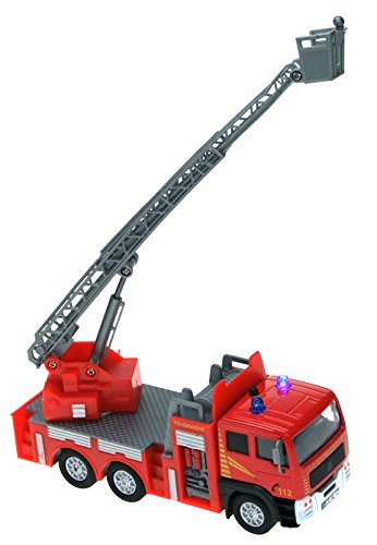 Kids Globe Traffic Feuerwehrauto mit Drehleiter, Spielzeug, Kinderspielzeug mit Licht und Sound, 510126, rot von Kids Globe