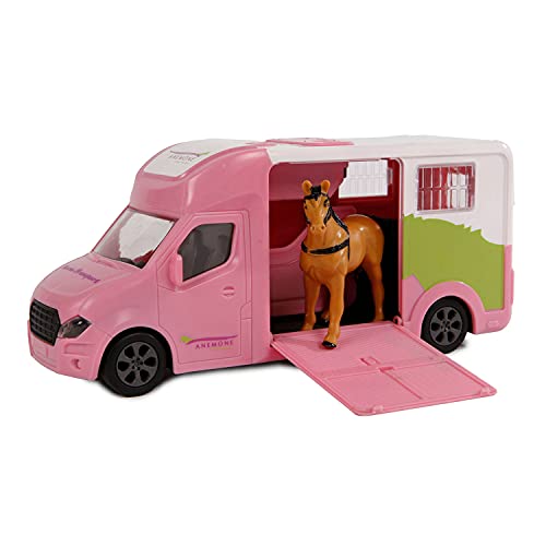 Van Manen Kids Globe Traffic Pferdetransporter Anemone Die Cast in rosa (mit Licht & Sound, 1 Pferd, inkl. Batterie) - Nr. 510212 von Van Manen