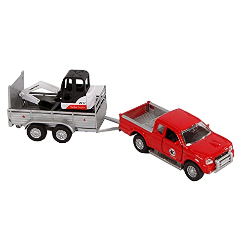 Kids Globe Van Manen 520090 Pick-Up with Trailer (Excavator Accessories Pull Back Drive Colour: Red) von Kids Globe
