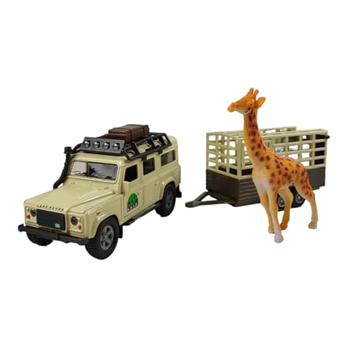 Kids Globe Van Manen Traffic Die Cast 'Landrover Defender' (Pull Back, Giraffe Anhänger) - 521723 von Kids Globe