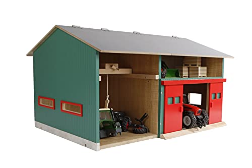 Kids Globe 610816 Workshop with Storage Space (1:32 Scale, Hinged Roof, Movable Gates, Dimensions 41 x 54 x 32 cm, Without Toy Figures and Accessories) von Kids Globe