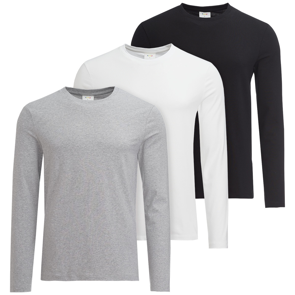 3 Herren Langarmshirts im Basic-Look von VanVaan