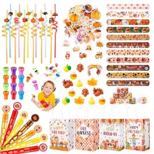 Vanblue 124 Stück Herbst-Partygeschenke, Herbstgeburtstagsparty-Dekorationen für Kinder, Thanksgiving-Herbst-Geschenktütenfüller, Klassenzimmer-Belohnungen, Geschenke, Großpackung Herbsternte von Vanblue