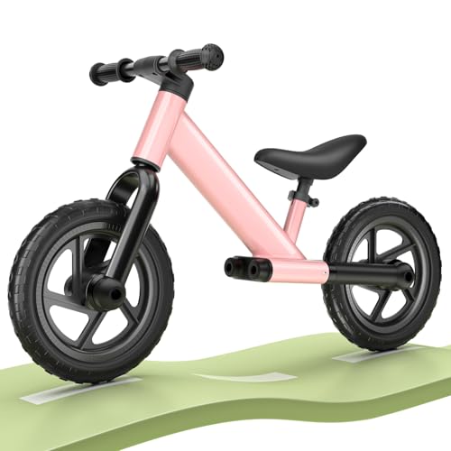 Vankarr Laufrad ab 1.5-4 Jahre bis zu 25 kg, Lenkrad und Sattel höhenverstellbar, Lenkradschloss, Ultraleicht Kinderlaufrad Balance Fahrrad für Jungen Mädchen (Rosa) von Vankarr