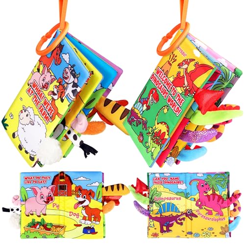 Baby Spielzeug ab 3 6 12 Monate, 2Pack Babybuch-Dinosaurier & Bauernhof Tiere Themen, Baby Geschenk für Junge Mädchen Baby Spielzeug ab 3 6 12 Monate, 2Pack Babybuch-Dinosaurier & Bauernhof Tiere Themen, Baby Geschenk für Junge Mädchen von Vanmor