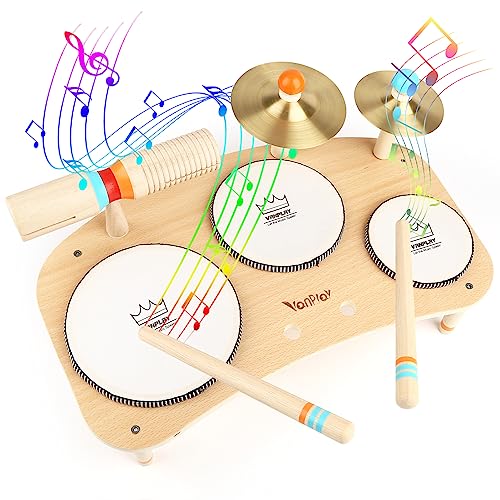 Holzspielzeug Schlagzeug Kinder Trommel 8 In 1 Musikinstrumente Kinder Spielzeug ab 3 4 5 Jahre Junge Mädchen von Vanplay