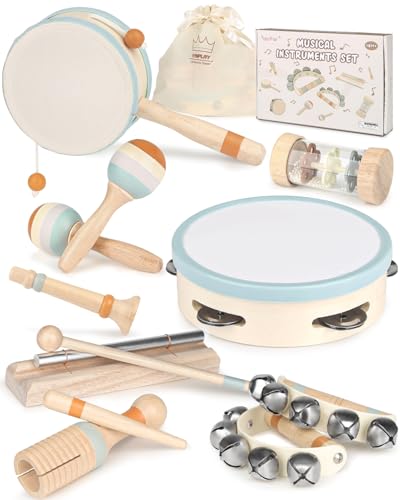 Musikinstrumente für Kinder Kinderspielzeug ab 2 Jahre Holzspielzeug Baby Schlagzeug Kinder Trommel Percussion Musikinstrumente Baby Montessori Spielzeug ab 3 Jahre von Vanplay