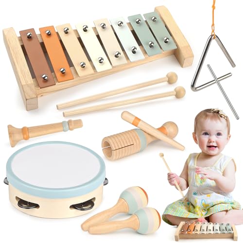 Musikinstrumente für Kinder Kinderspielzeug ab 3 Jahre holzspielzeug Trommel Xylophone für Kinder Baby Musikspielzeug Montessori Spielzeug ab 3 Jahre von Vanplay