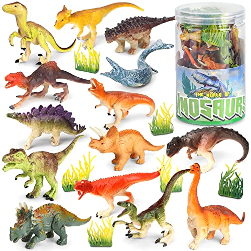 16 PCS Dino Figuren mit Spielmatte Tiere Spielzeug Geschenke f/ür Kinder Junge M/ädchen 3 4 5 6 Jahren Akokie Dinosaurier Spielzeug