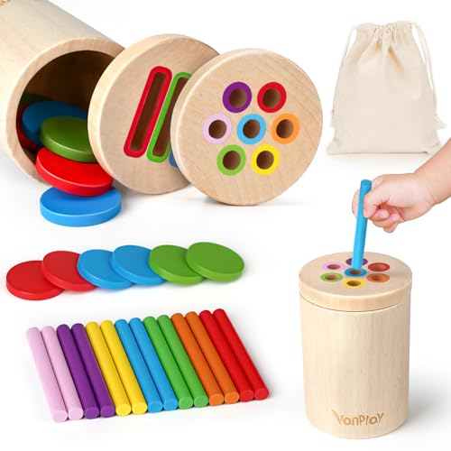 Vanplay Montessori Spielzeug ab 2 3 Jahr Sortierspiel Holzspielzeug Baby Spielzeug ab 2 Jahre Motorikspielzeug Geschenk 2 3 Jahr Junge Mädchen von Vanplay