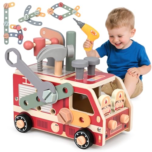 Vanplay Werkzeugkoffer Kinder, Kinderwerkzeug Holzspielzeug Montessori Spielzeug ab 3 4 5 Jahre Kinderspielzeug Werkzeugkasten Kinder von Vanplay