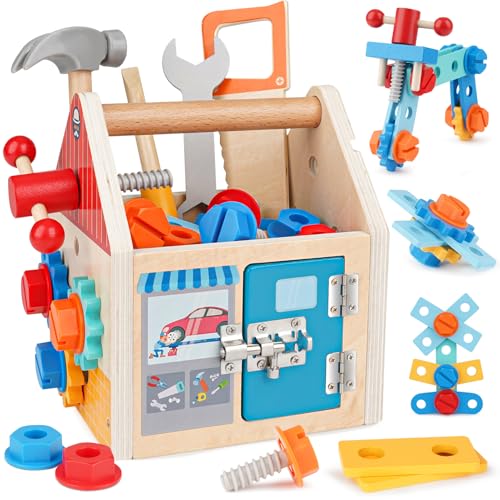 Werkzeugkoffer Kinder Werkzeug Holzspielzeug Spielzeug ab 3 Jahre Kinderwerkzeug Montessori Spielzeug Werkzeugkoffer Geschenk Junge Mädchen 3 4 5 Jahre von Vanplay