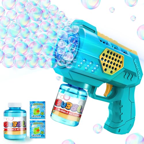 Seifenblasenpistole Kinder Seifenblasenmaschine Seifenblasen Machine: LED Licht Blasen Elektrisch Mit 100 ML Tank Blau Automatische Seifenblasen Bubbles Maker Maschine Für Kids Shooter Spielzeug von Vansky