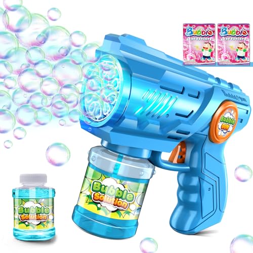 Seifenblasenpistole Seifenblasenmaschine Kinder Seifenblasen Machine: LED Licht Seifenblasen Elektrisch Mit 100 ML Tank Blau Automatische Bubble Maker Für Kids Shooter Party Spielzeug (Blau) von Vansky