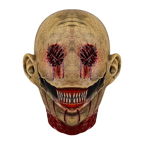 Vansza Blutende Clown-Maske Halloween Horror Augenloses Lächeln Latex Kopfbedeckung Scripted Kill Gory Requisiten Cosplay Kostüm Latex Requisiten von Vansza
