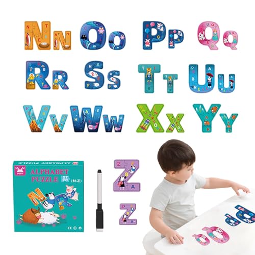 Varatiktok Alphabet-Lernspielzeug, Alphabet-Puzzle für Kleinkinder,57 Stück Papier-Puzzles mit englischen Buchstaben | Lernaktivitäten im Vorschulalter, Lernspielzeug, interaktive Kleinkind-Puzzles von Varatiktok