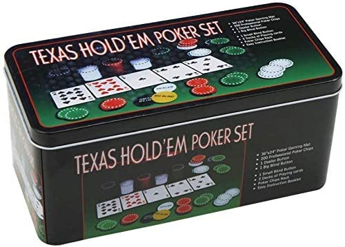 various Poker-Set aus Metallbox, 200 Pokerchips, 2 Abdeckungen, Distanzknopf, Brettspiel von Various