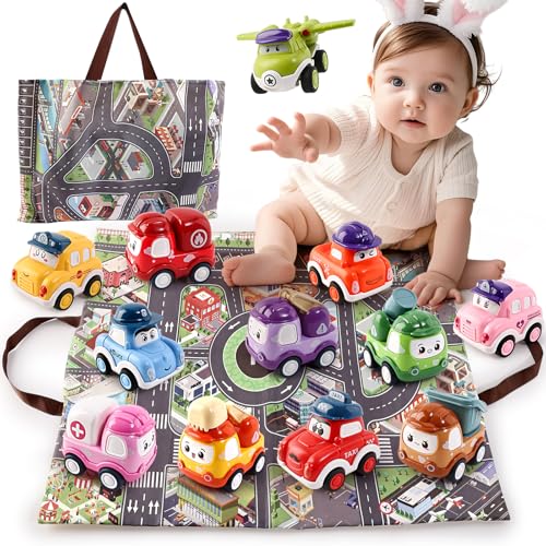 Varrotoy 12 Stück Baby Auto Spielzeug mit Spielmatte,Cartoon Rückziehauto Spielzeug,Kinder Mini Auto Set,Spielzeugautos zum Zurückziehen Kinder Geschenk für Kleinkinder ab 3 Jahren Varrotoy 12 Stück Baby Auto Spielzeug mit Spielmatte,Cartoon Rückziehauto Spielzeug,Kinder Mini Auto Set,Spielzeugautos zum Zurückziehen Kinder Geschenk für Kleinkinder ab 3 Jahren von Varrotoy