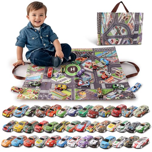 Varrotoy 40-teiliges Spielzeugautos zum Zurückziehen für Kinder mit Spielmatte,Autos Zurückziehen Fahrzeuge,Mini Auto Spielzeug Geschenk für Kinder Jungen Mädchen ab 3 4 5 Jahre(zufällig) Varrotoy 40-teiliges Spielzeugautos zum Zurückziehen für Kinder mit Spielmatte,Autos Zurückziehen Fahrzeuge,Mini Auto Spielzeug Geschenk für Kinder Jungen Mädchen ab 3 4 5 Jahre(zufällig) von Varrotoy