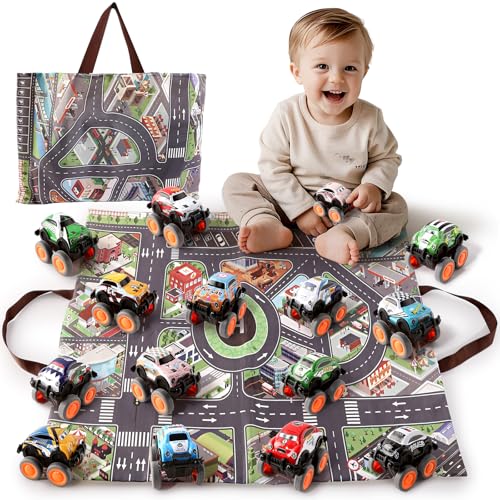 Varrotoy Kinder Reibungsbetriebene Rennwagen,15 Stück Mini Auto Spielzeug mit Spielmatte,Trägheit Fahrzeug Auto Spielzeug für Kinder Jungen Mädchen ab 3 Jahren Varrotoy Kinder Reibungsbetriebene Rennwagen,15 Stück Mini Auto Spielzeug mit Spielmatte,Trägheit Fahrzeug Auto Spielzeug für Kinder Jungen Mädchen ab 3 Jahren von Varrotoy