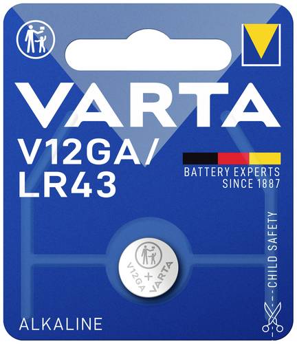 Varta Knopfzelle LR 43 1.5V 120 mAh Alkali-Mangan ALKALINE Spec. V12GA/LR43 Bli1 von Varta