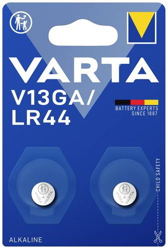 Varta Knopfzelle LR 44 1.5V 2 St. 155 mAh Alkali-Mangan ALKALINE Spec. V13GA/LR44 Bli2 von Varta