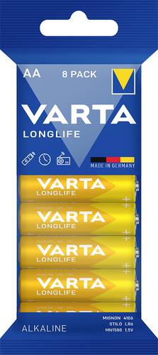 Varta LONGLIFE AA Folie 8 Mignon (AA)-Batterie Alkali-Mangan 2800 mAh 1.5V 8St. von Varta
